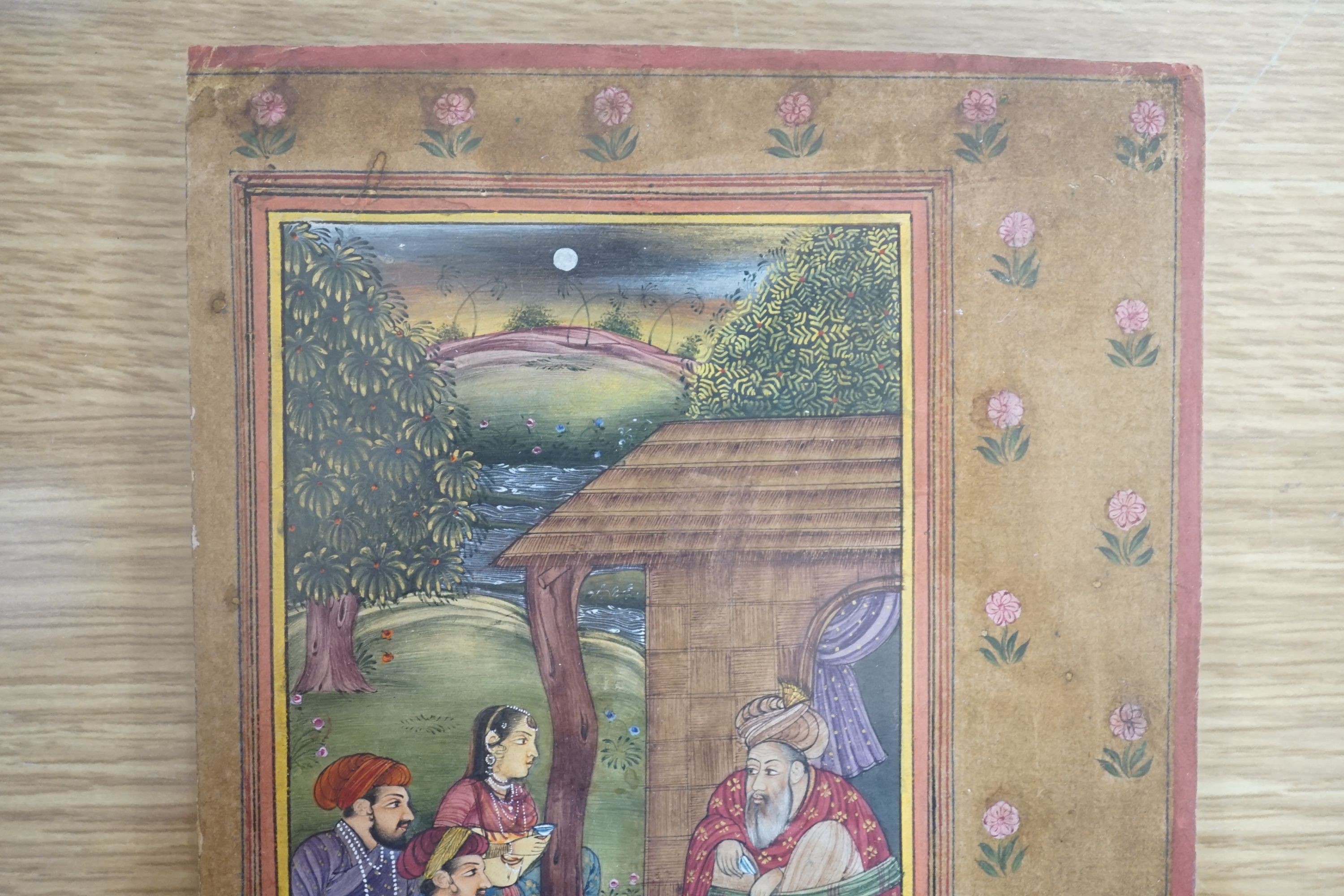Framed Indian miniature-, 14.5 cms wide x 21.5 cms high.